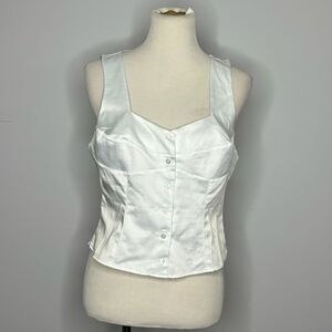 Topshop- White Button Up Tank Top